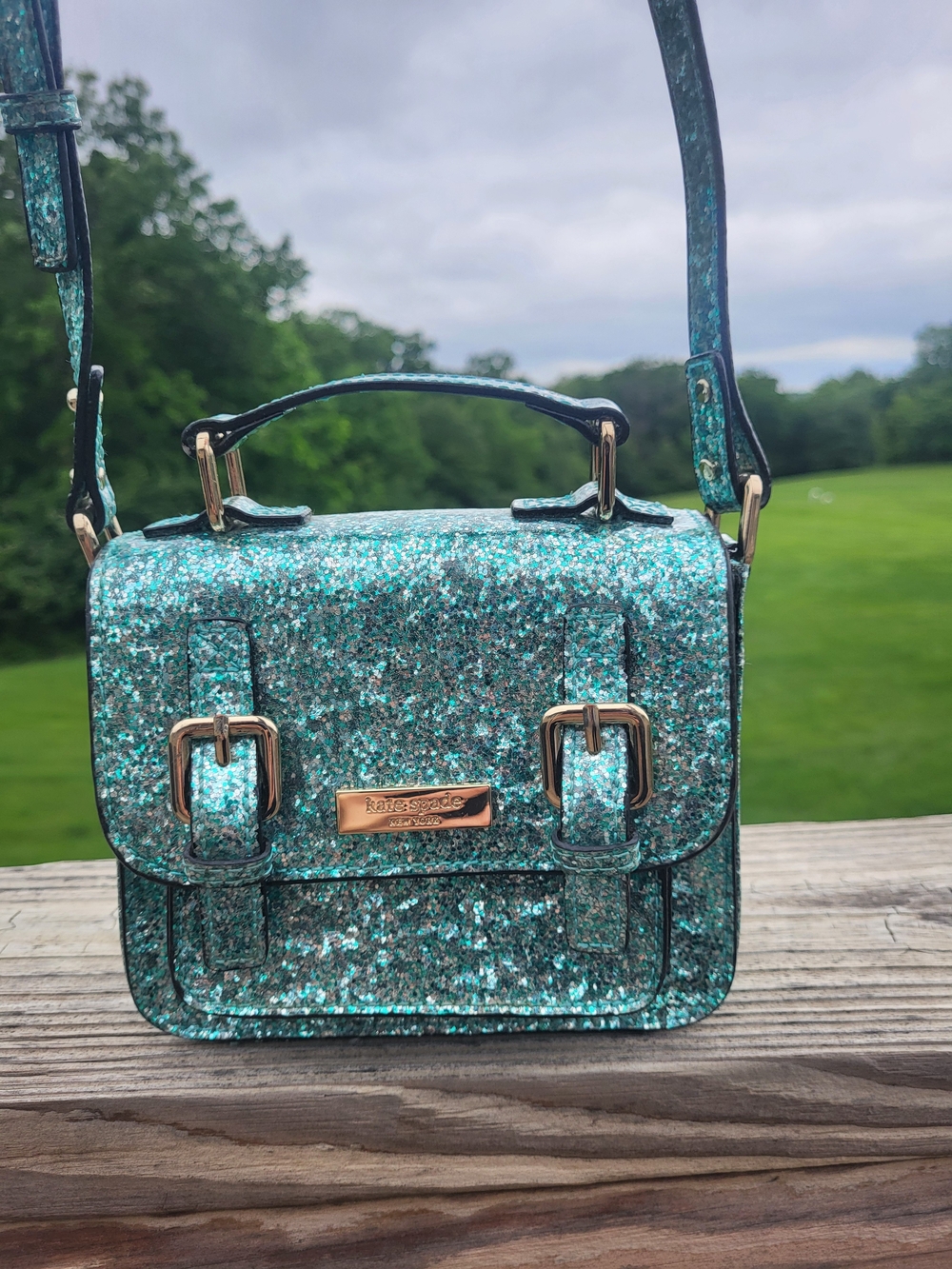 Kate Spade Glitter Turqouise Scout Satchel/Shoulder Bag - Picture 2 of 7
